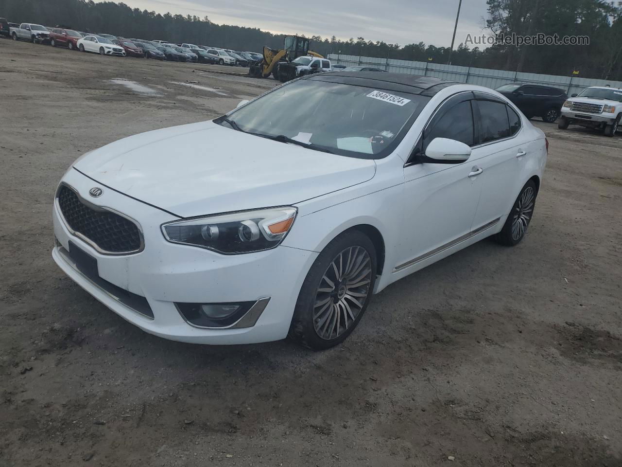 2014 Kia Cadenza Premium White vin: KNALN4D76E5123693