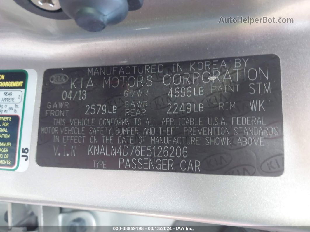 2014 Kia Cadenza Premium Silver vin: KNALN4D76E5126206