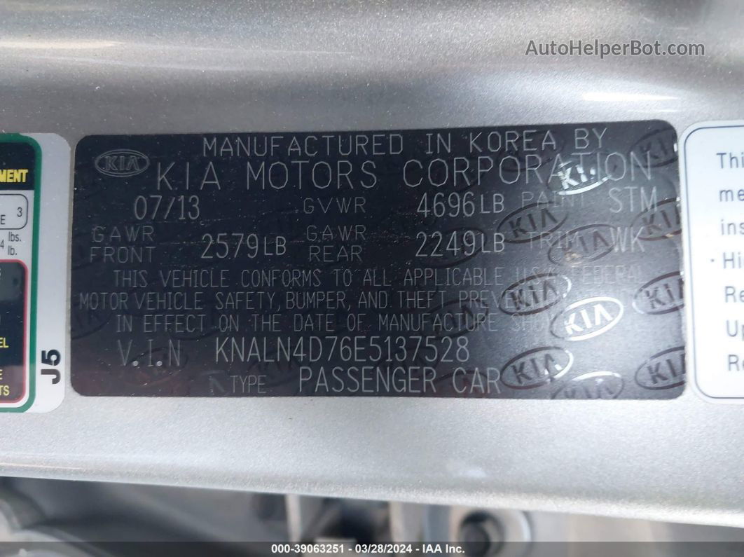 2014 Kia Cadenza Premium Silver vin: KNALN4D76E5137528