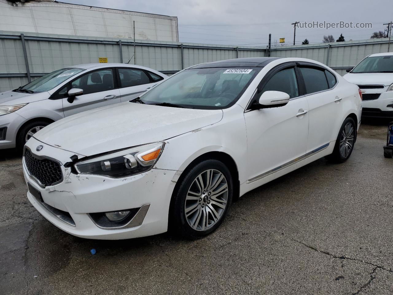 2014 Kia Cadenza Premium White vin: KNALN4D76E5139621