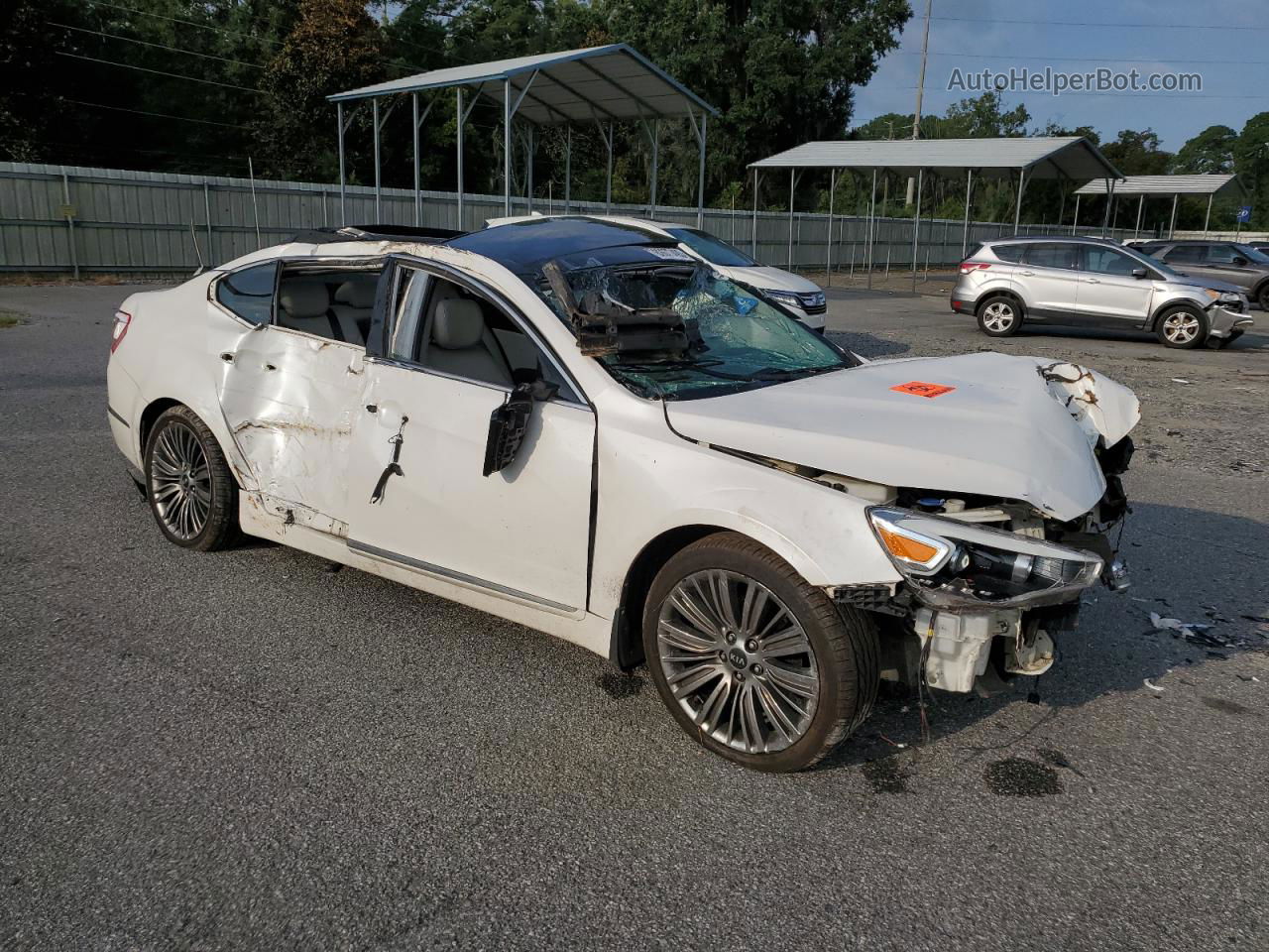 2014 Kia Cadenza Premium White vin: KNALN4D76E5141935