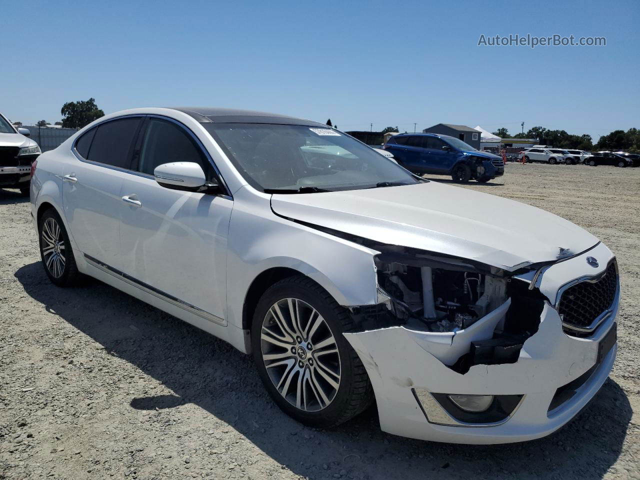 2014 Kia Cadenza Premium White vin: KNALN4D76E5153227