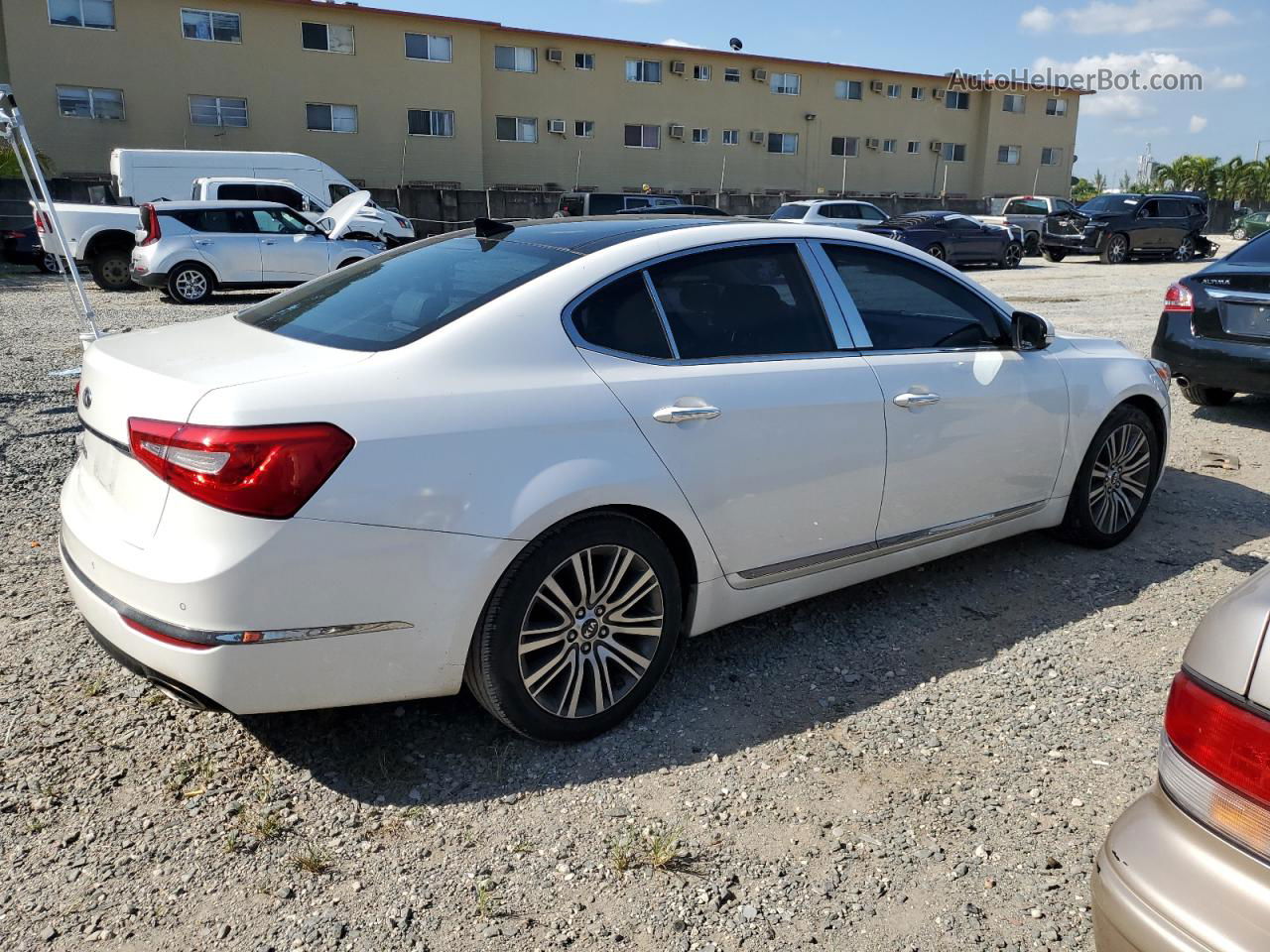 2014 Kia Cadenza Premium White vin: KNALN4D78E5133612