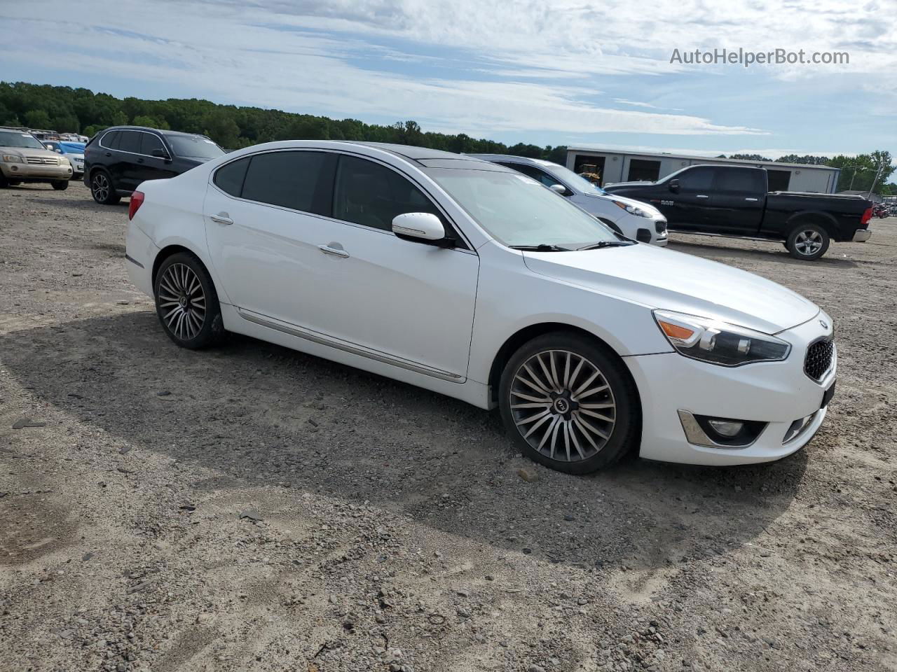 2014 Kia Cadenza Premium White vin: KNALN4D78E5135277