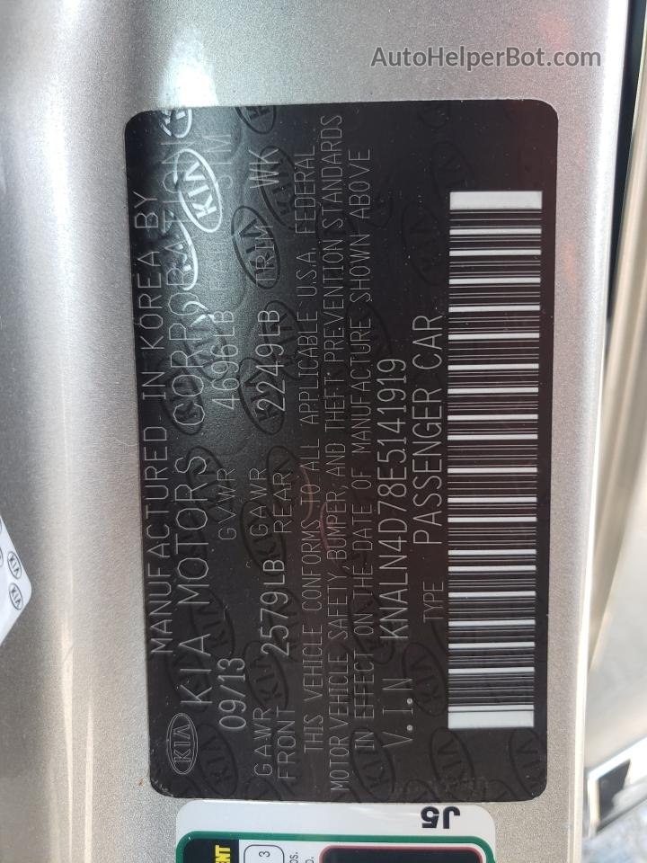2014 Kia Cadenza Premium Silver vin: KNALN4D78E5141919