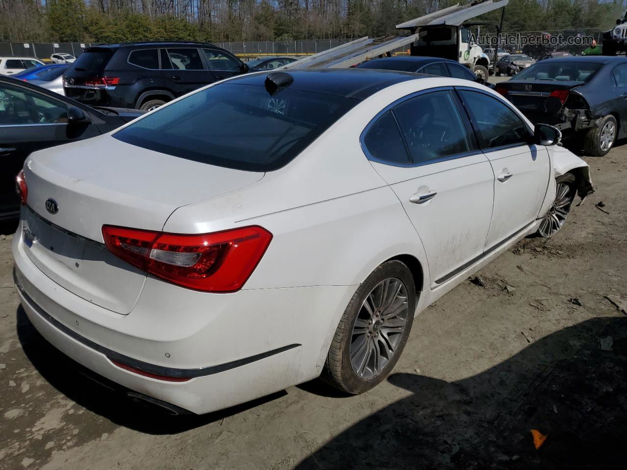 2014 Kia Cadenza Premium White vin: KNALN4D78E5157571