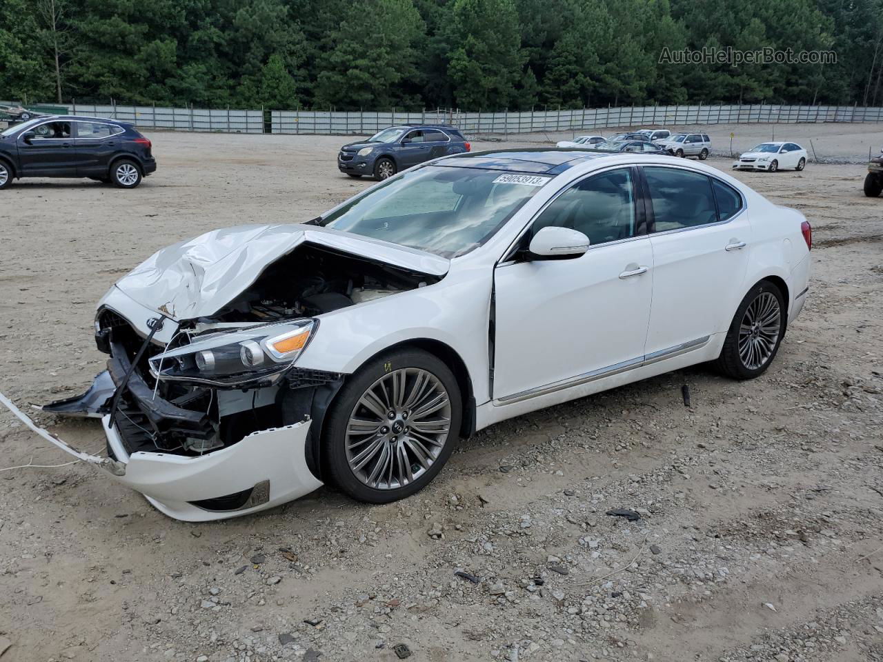 2014 Kia Cadenza Premium White vin: KNALN4D7XE5142151