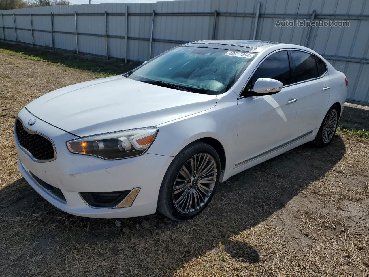 2014 Kia Cadenza Premium White vin: KNALN4D7XE5142795