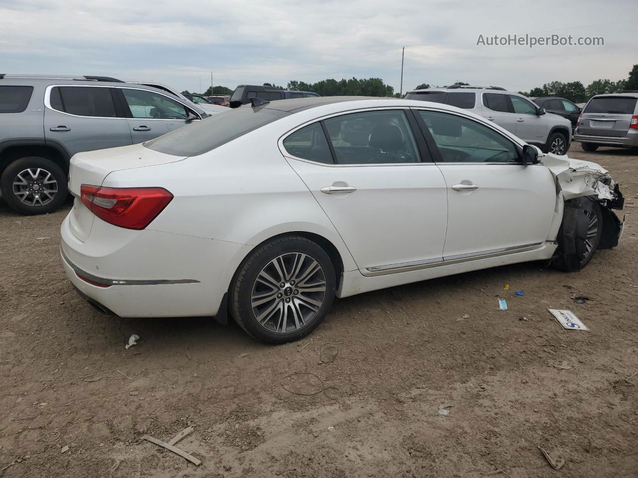 2014 Kia Cadenza Premium White vin: KNALN4D7XE5144482