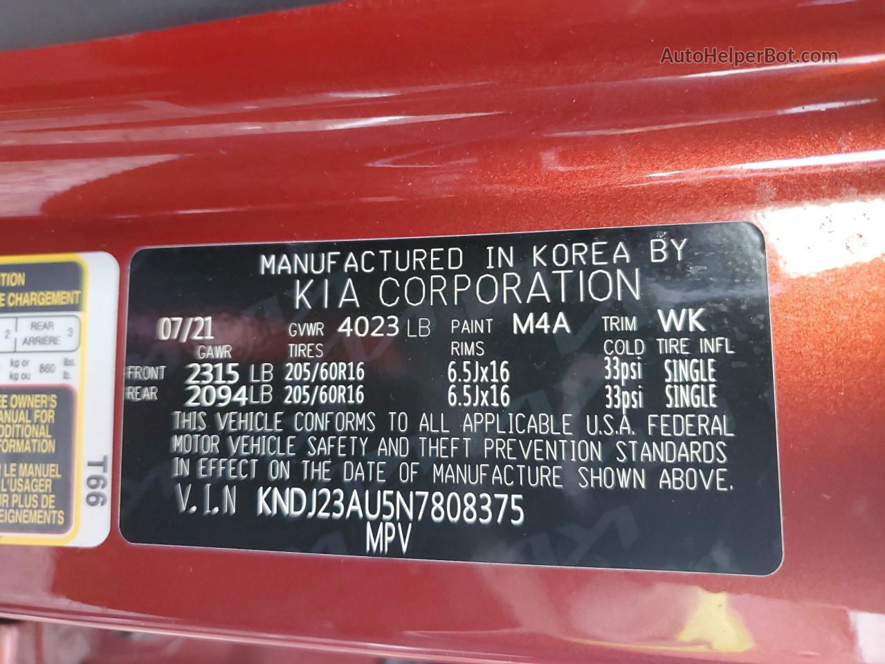 2022 Kia Soul Lx Red vin: KNDJ23AU5N7808375