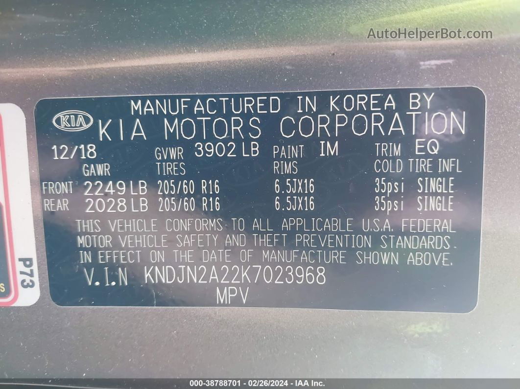 2019 Kia Soul   Gray vin: KNDJN2A22K7023968