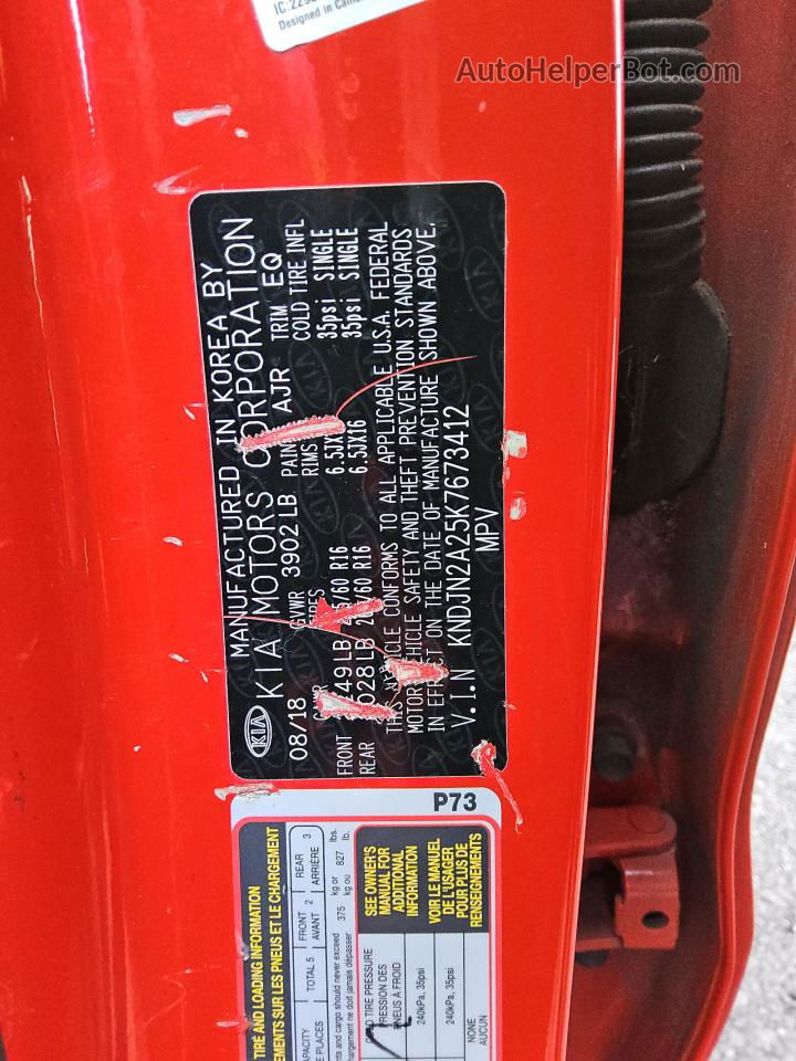2019 Kia Soul  Red vin: KNDJN2A25K7673412
