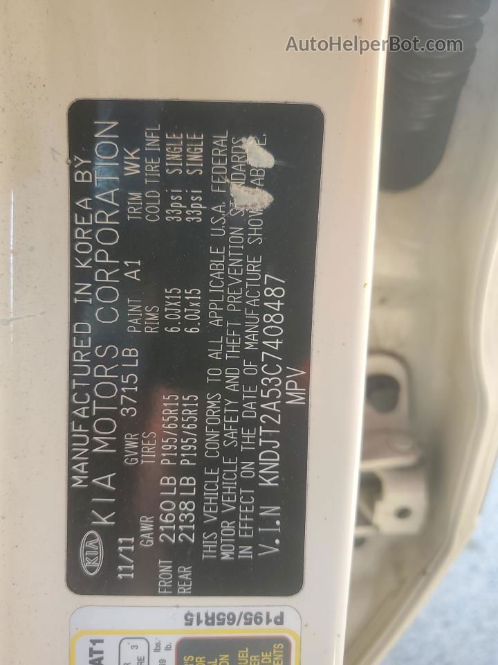 2012 Kia Soul  Cream vin: KNDJT2A53C7408487