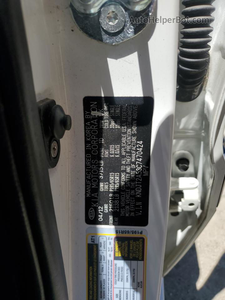 2012 Kia Soul  White vin: KNDJT2A53C7470424