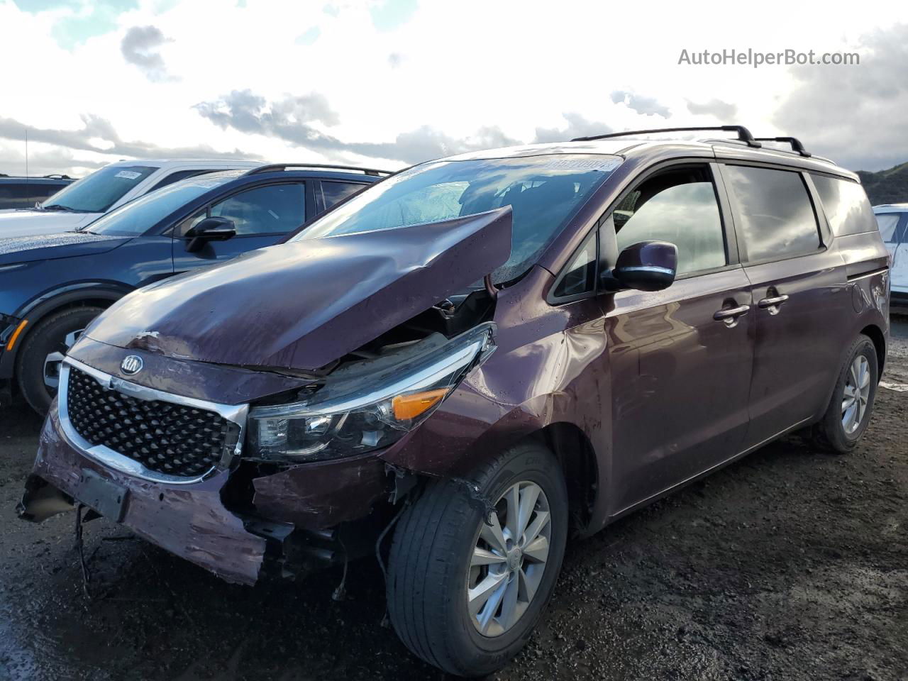 2017 Kia Sedona Lx Burgundy vin: KNDMB5C13H6319902