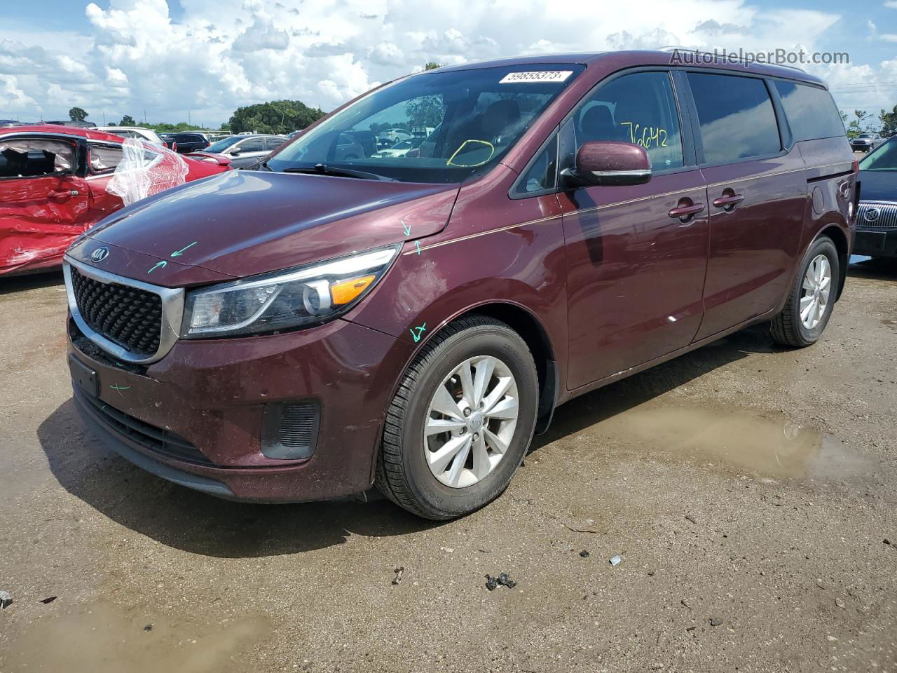 2017 Kia Sedona Lx Maroon vin: KNDMB5C14H6320718