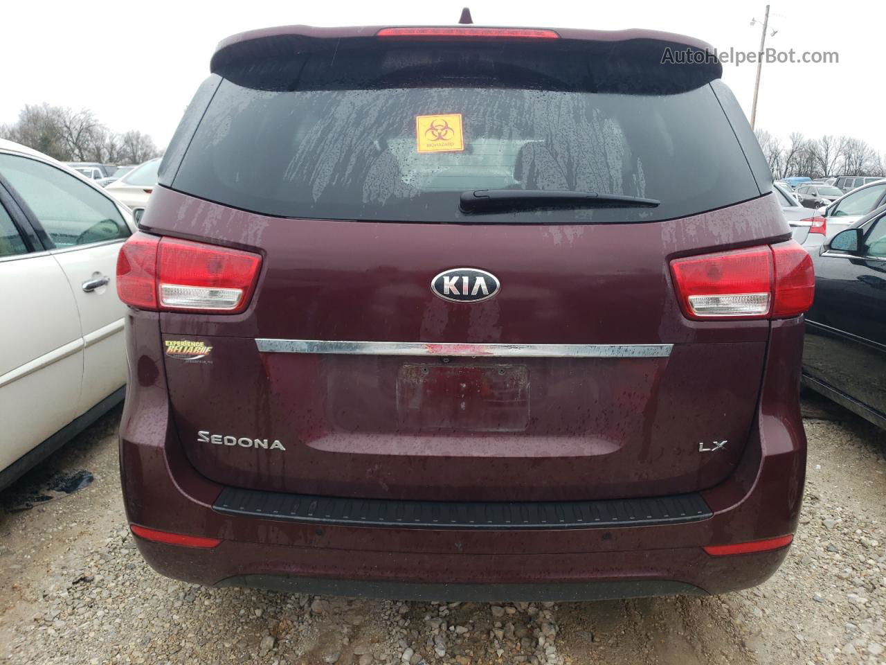 2017 Kia Sedona Lx Burgundy vin: KNDMB5C15H6254180