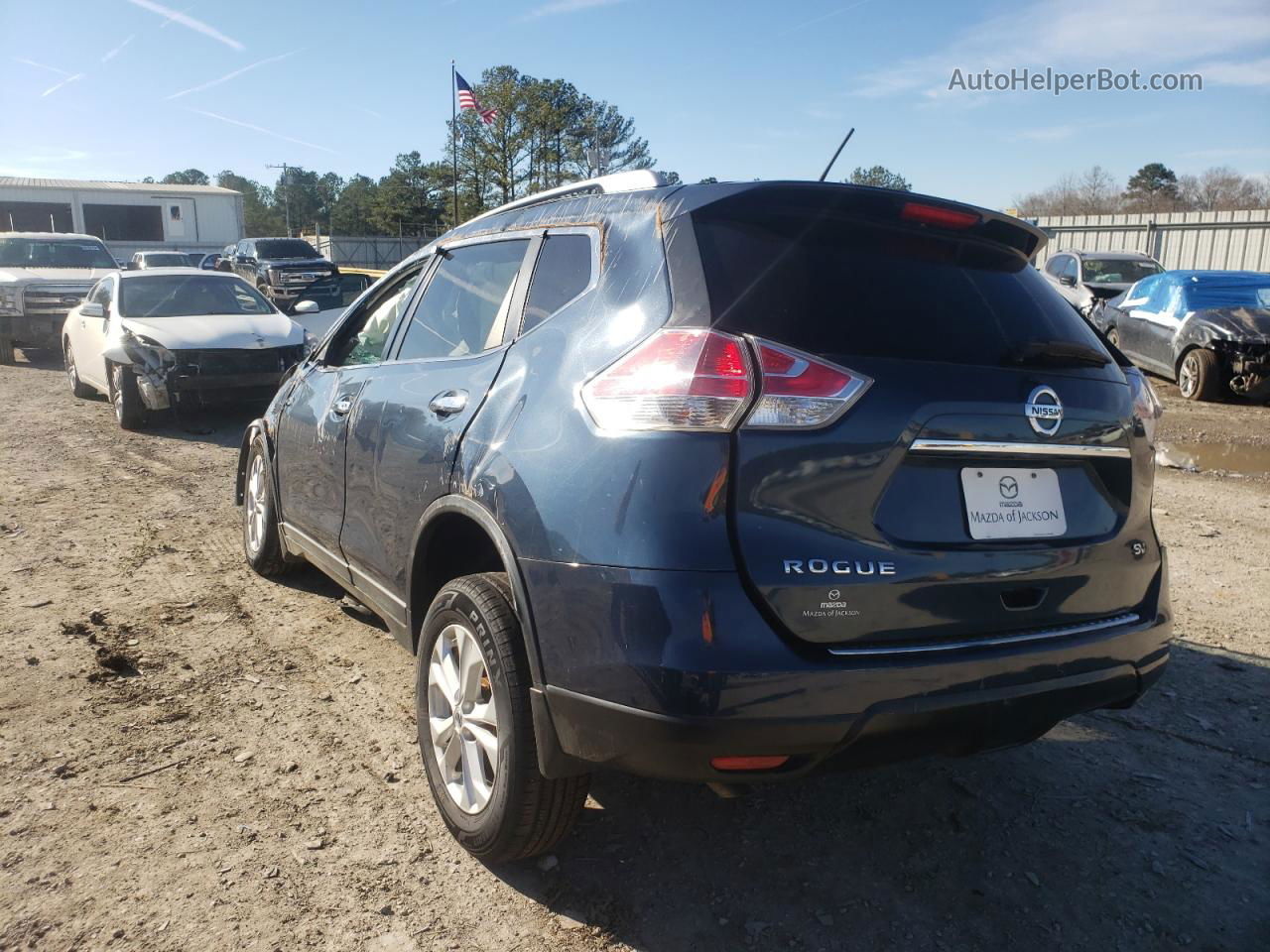 2016 Nissan Rogue S Синий vin: KNMAT2MT3GP622864