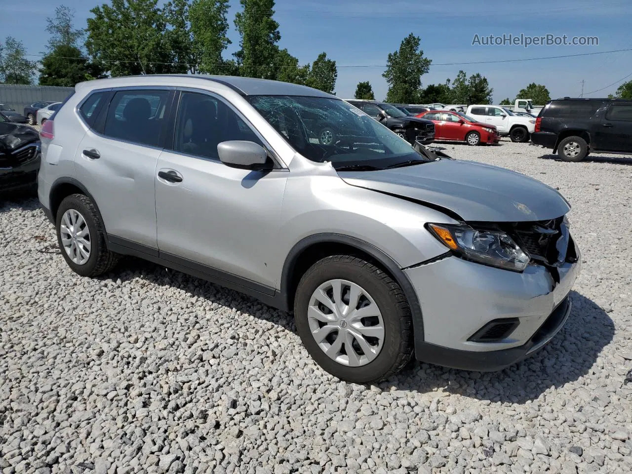 2016 Nissan Rogue S Silver vin: KNMAT2MV0GP737603