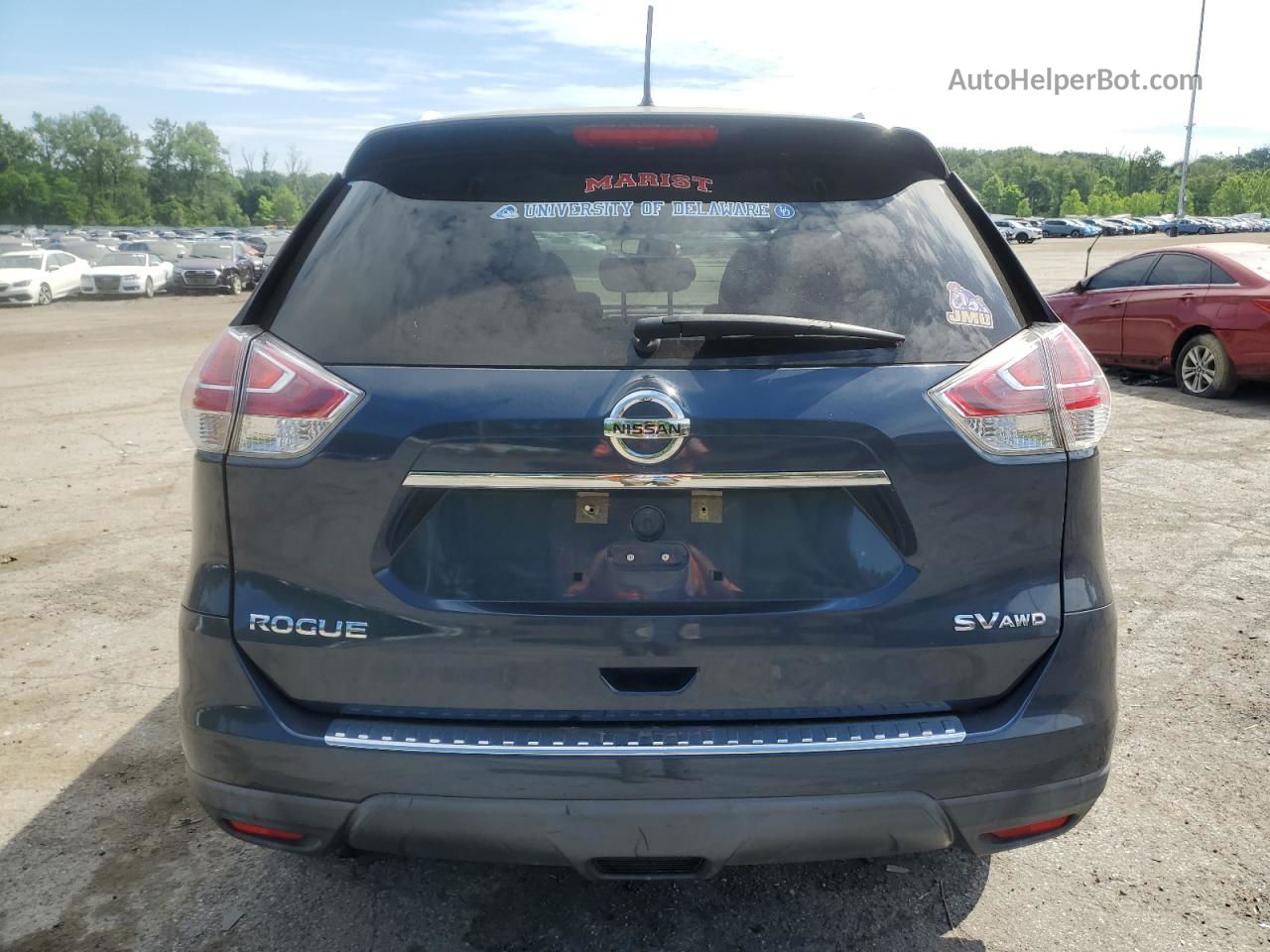 2016 Nissan Rogue S Синий vin: KNMAT2MV6GP642205