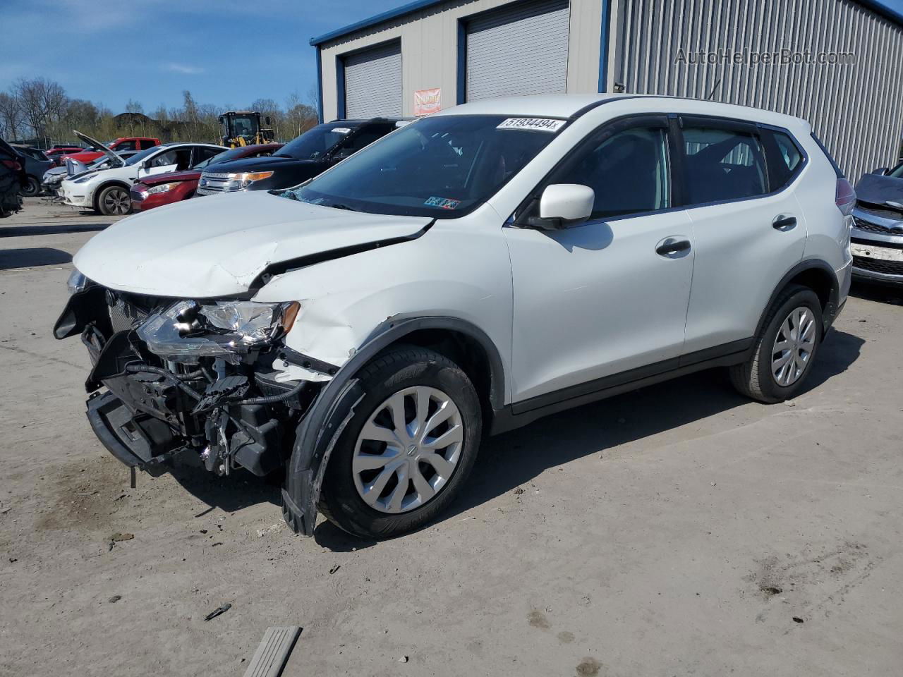 2016 Nissan Rogue S White vin: KNMAT2MV6GP697270