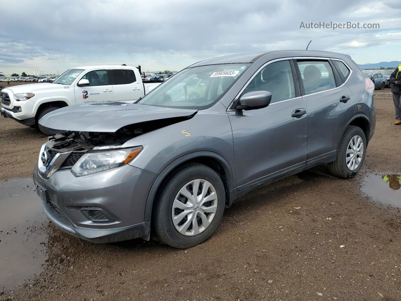 2016 Nissan Rogue S Серый vin: KNMAT2MV7GP632878