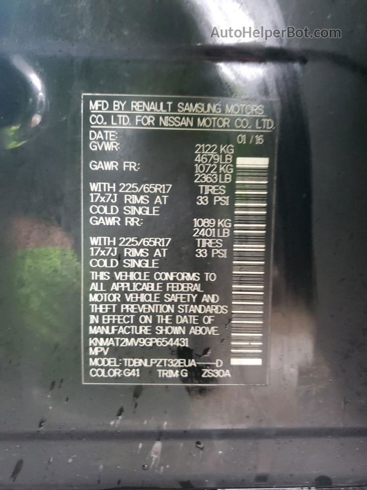 2016 Nissan Rogue S Black vin: KNMAT2MV9GP654431