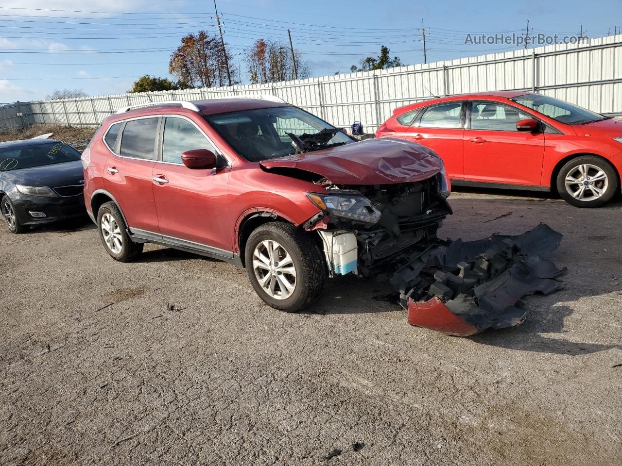 2016 Nissan Rogue S Maroon vin: KNMAT2MV9GP706043