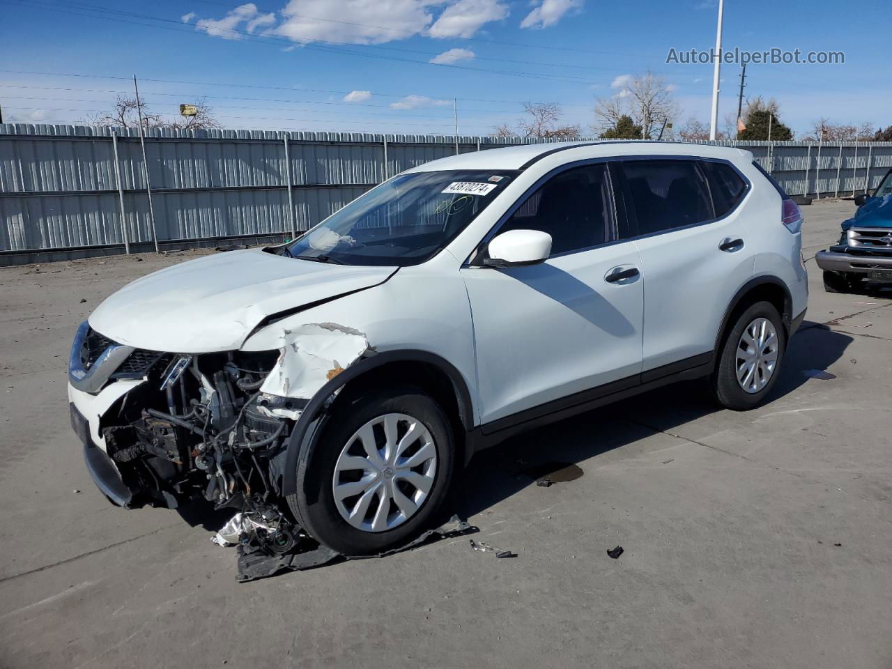 2016 Nissan Rogue S White vin: KNMAT2MVXGP593817