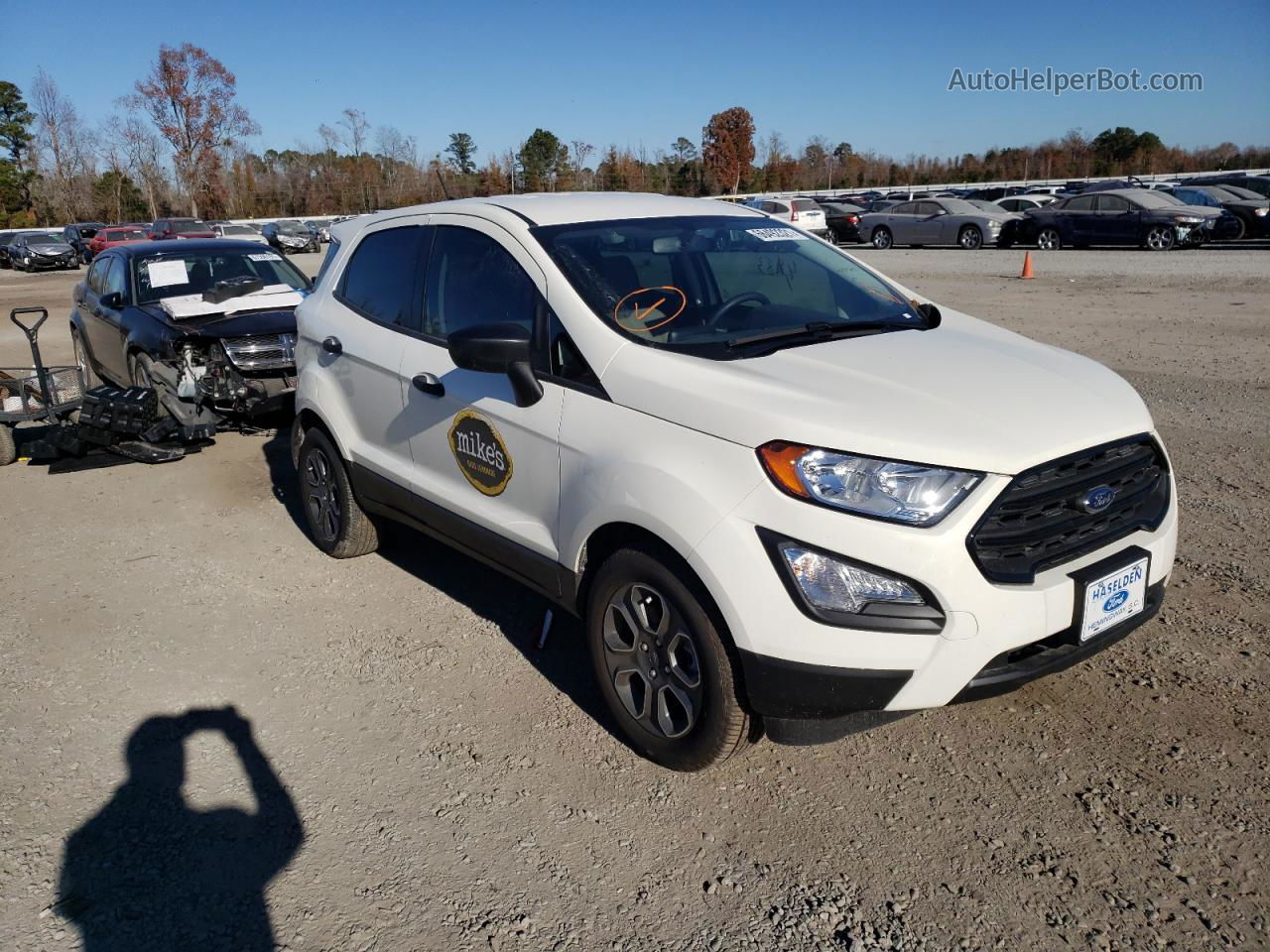 2020 Ford Ecosport S White vin: MAJ3S2FE7LC379089