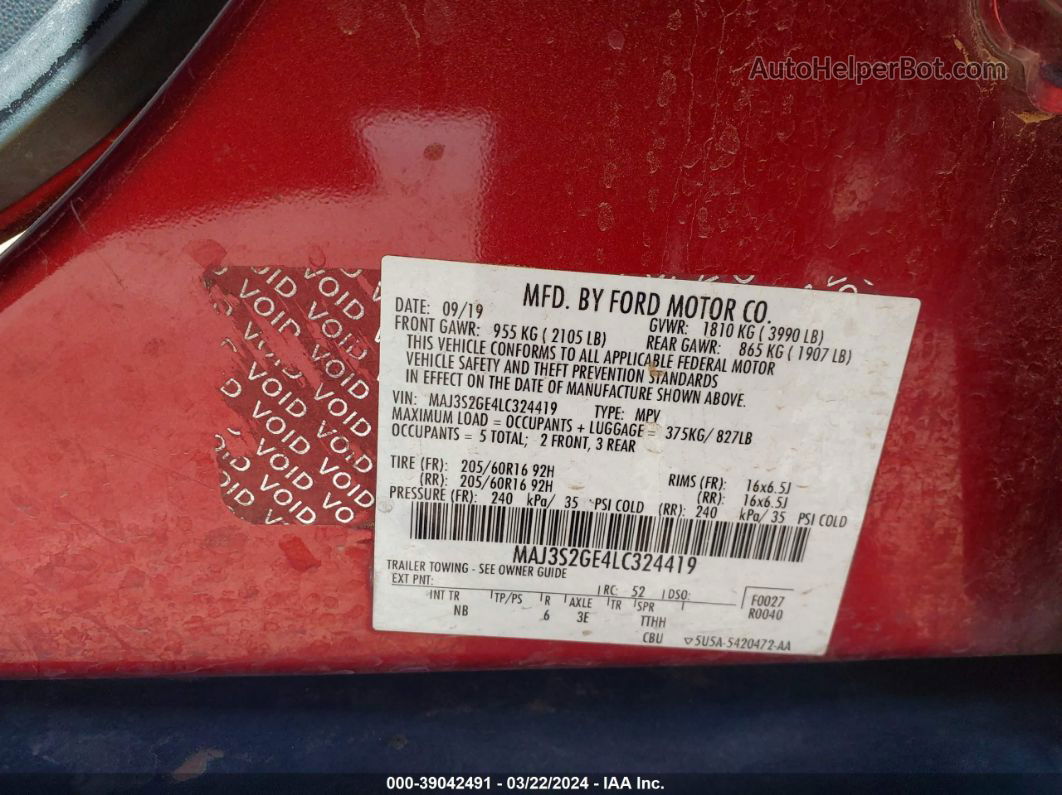 2020 Ford Ecosport Se Red vin: MAJ3S2GE4LC324419