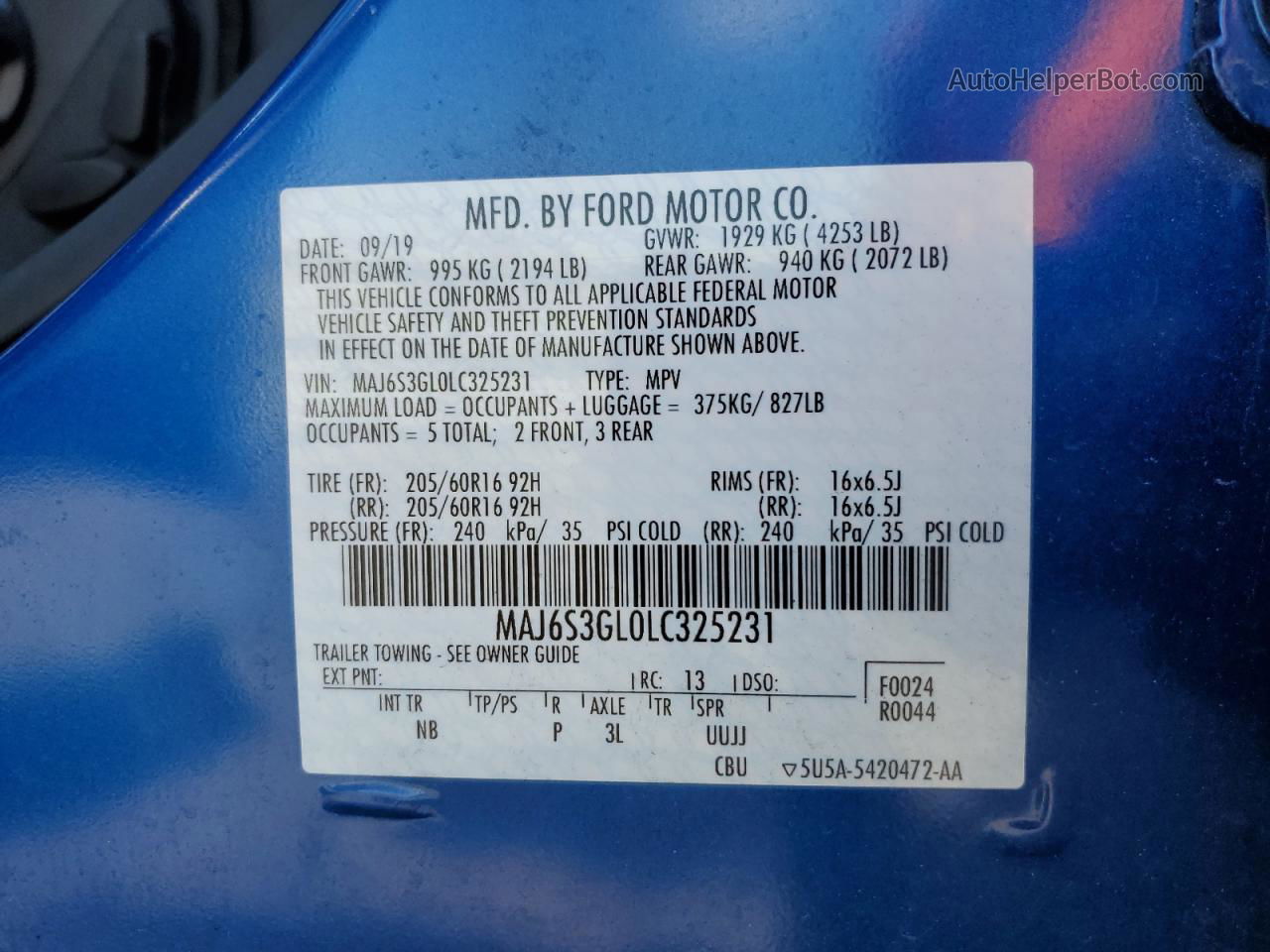 2020 Ford Ecosport Se Blue vin: MAJ6S3GL0LC325231