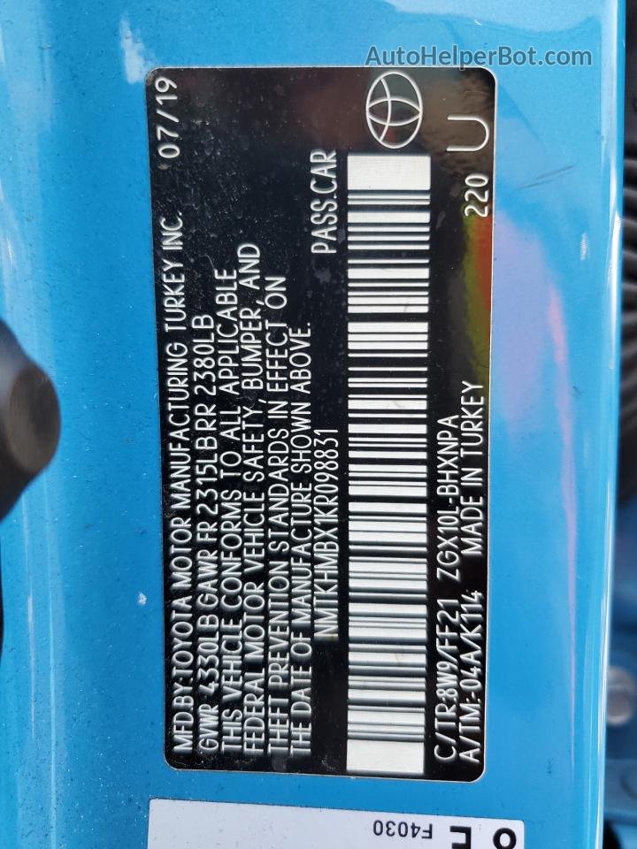 2019 Toyota C-hr Xle Blue vin: NMTKHMBX1KR098831