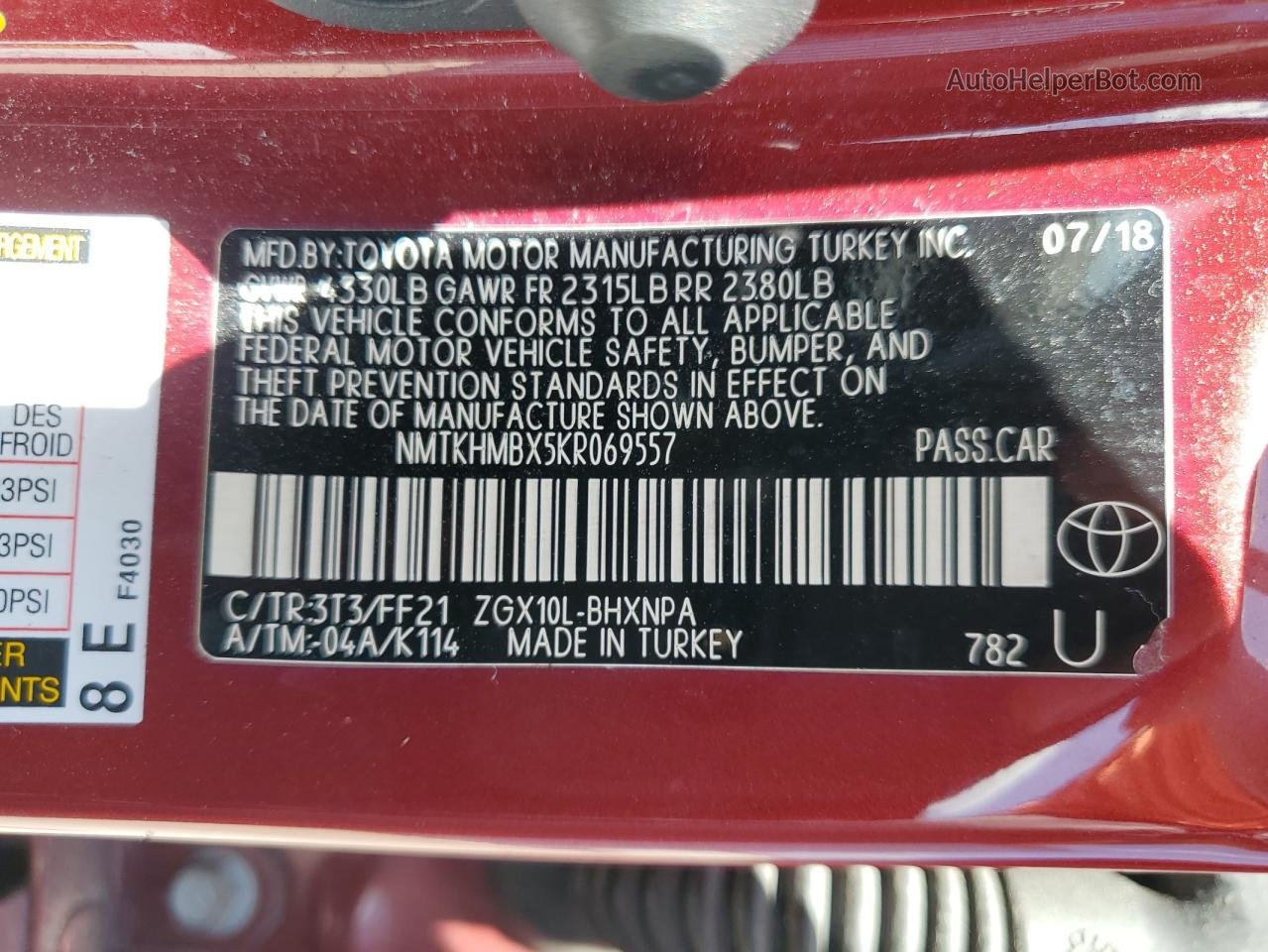 2019 Toyota C-hr Xle Red vin: NMTKHMBX5KR069557