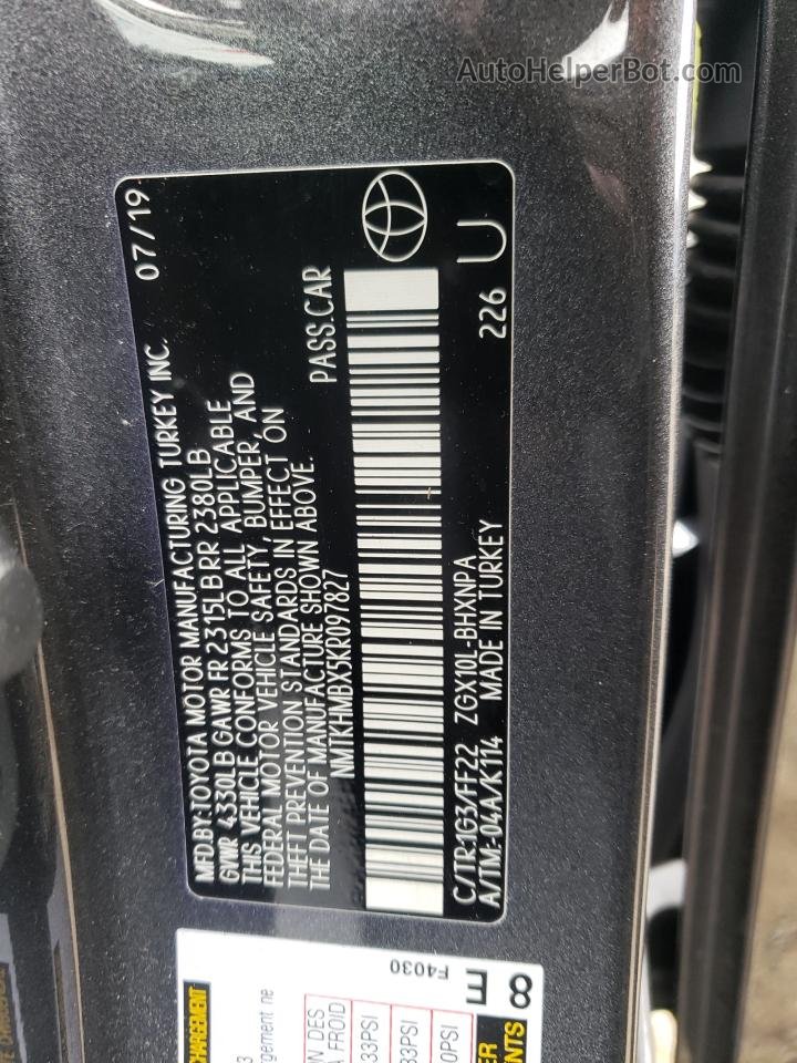 2019 Toyota C-hr Xle Серый vin: NMTKHMBX5KR097827