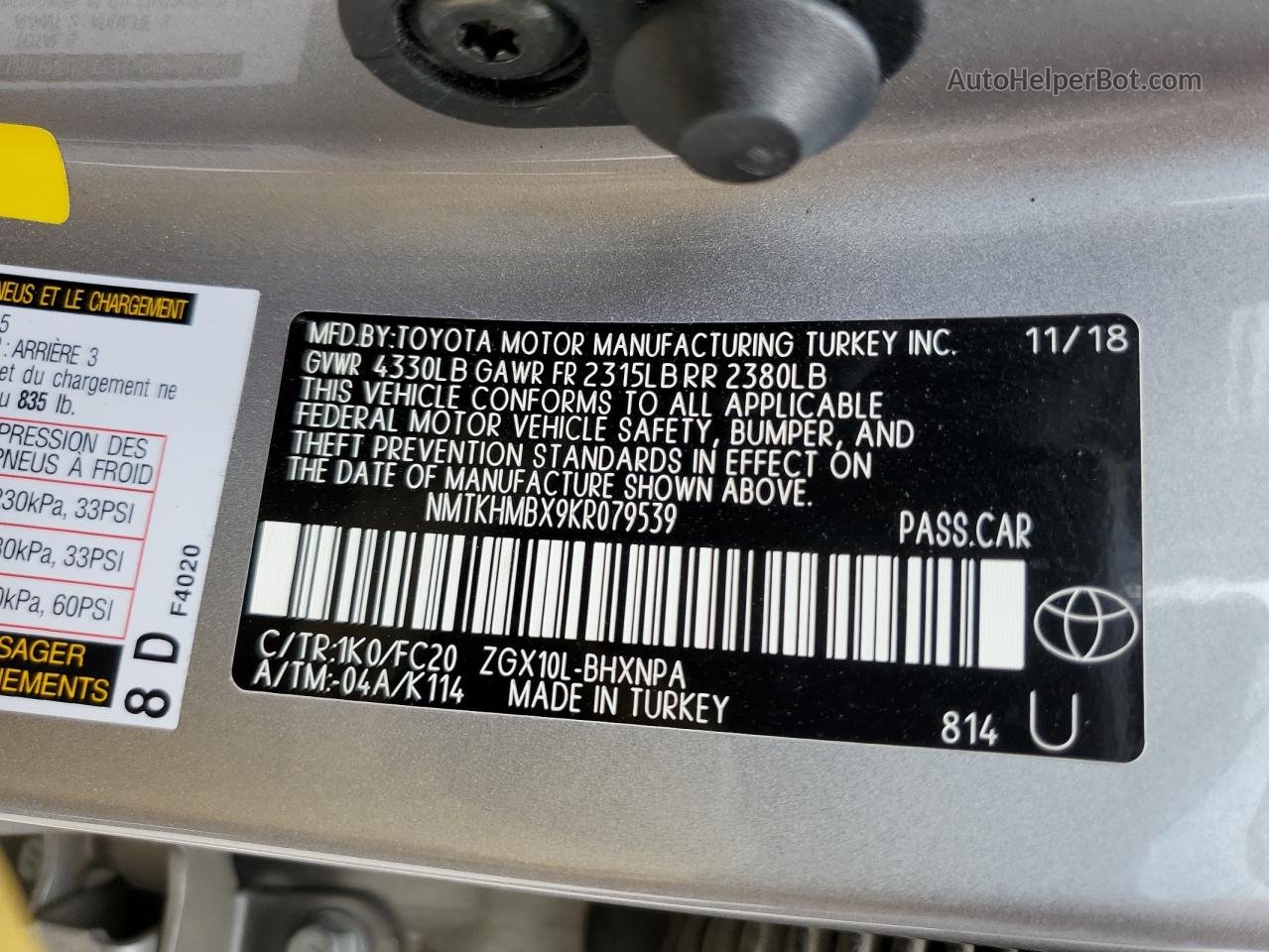 2019 Toyota C-hr Xle Silver vin: NMTKHMBX9KR079539
