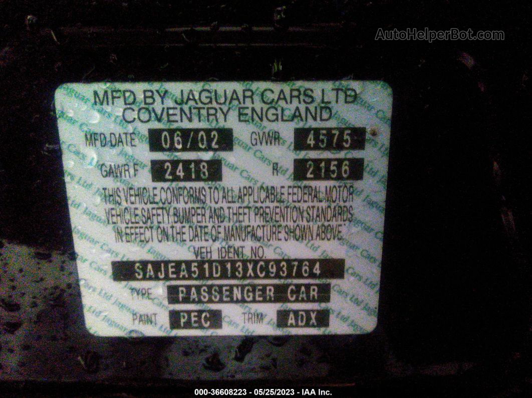 2003 Jaguar X-type 2.5l Auto Black vin: SAJEA51D13XC93764