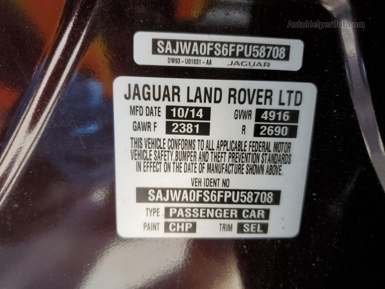 2015 Jaguar Xf 2.0t Premium Purple vin: SAJWA0FS6FPU58708