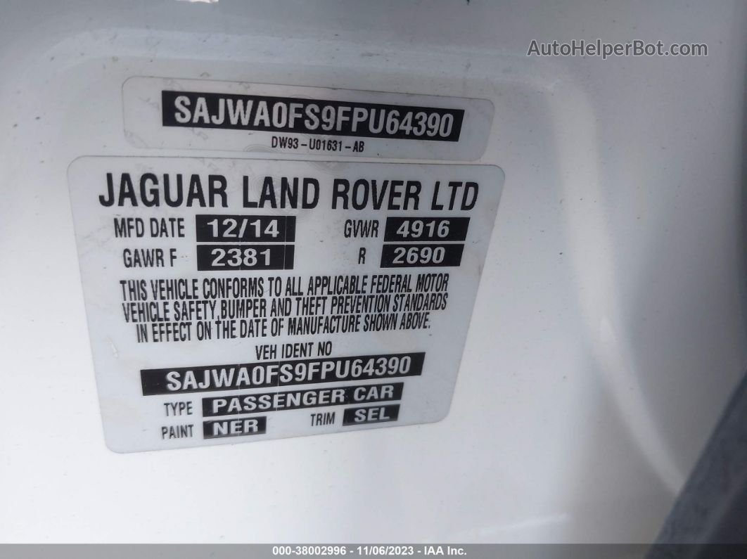 2015 Jaguar Xf I4 T Premium White vin: SAJWA0FS9FPU64390