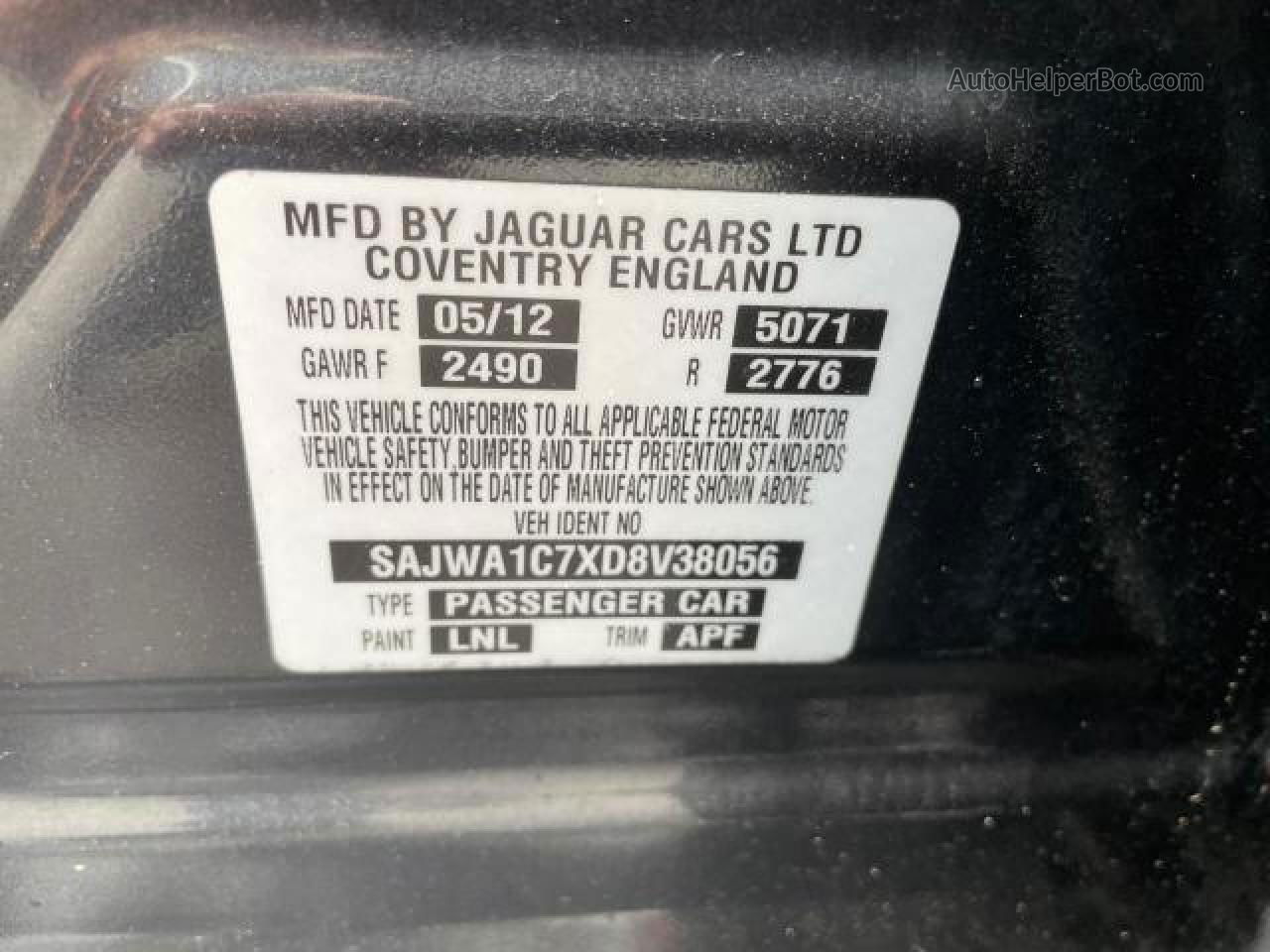 2013 Jaguar Xj Black vin: SAJWA1C7XD8V38056