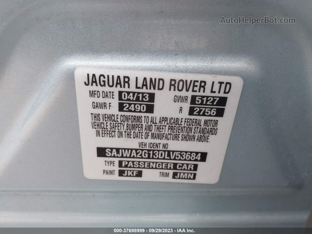 2013 Jaguar Xj Xjl Portfolio Light Blue vin: SAJWA2G13DLV53684
