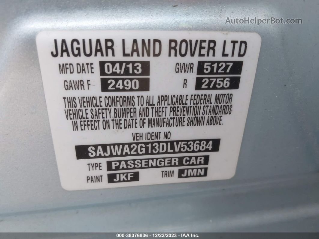 2013 Jaguar Xj Xjl Portfolio Light Blue vin: SAJWA2G13DLV53684