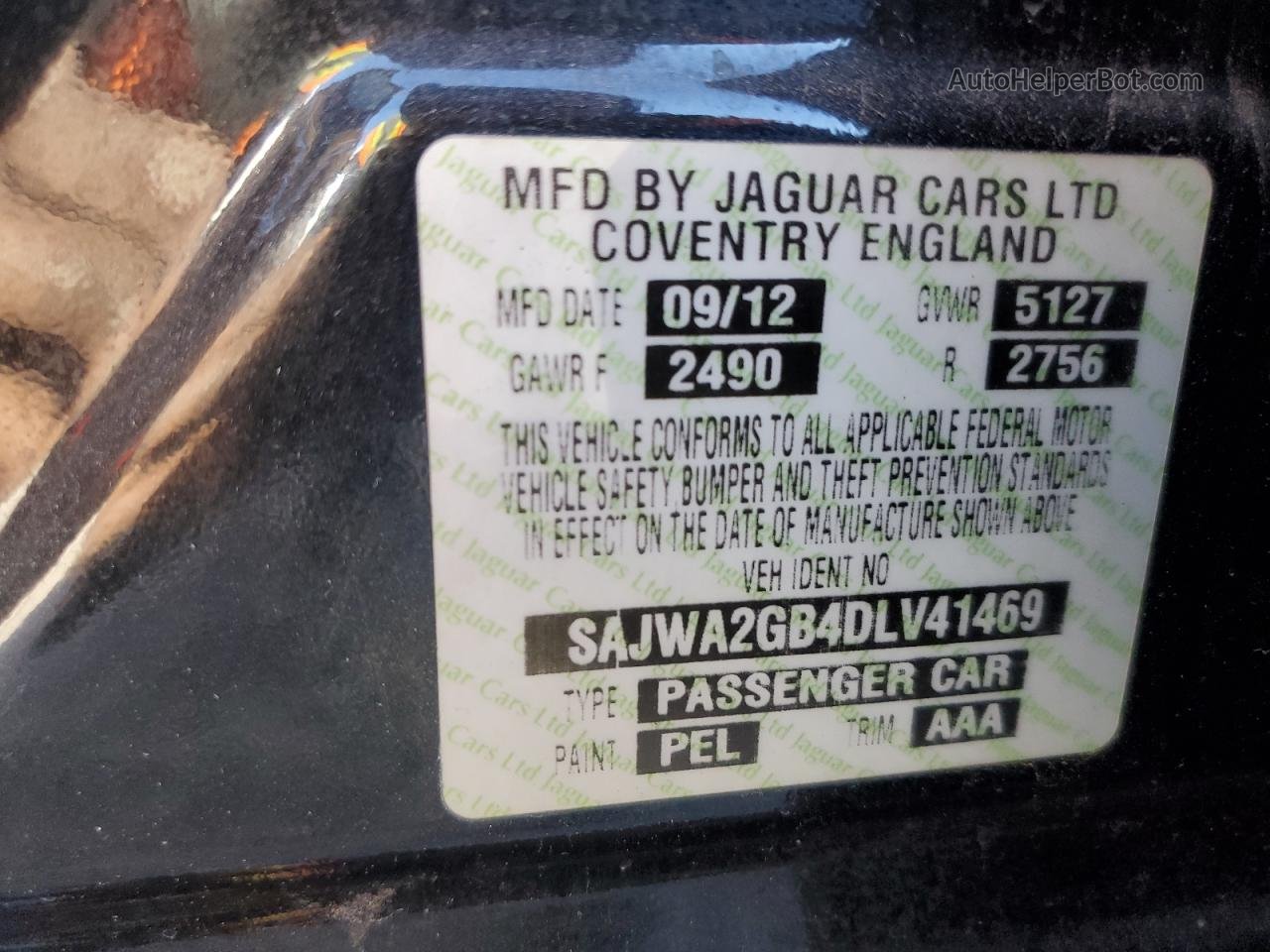 2013 Jaguar Xjl Portfolio Black vin: SAJWA2GB4DLV41469