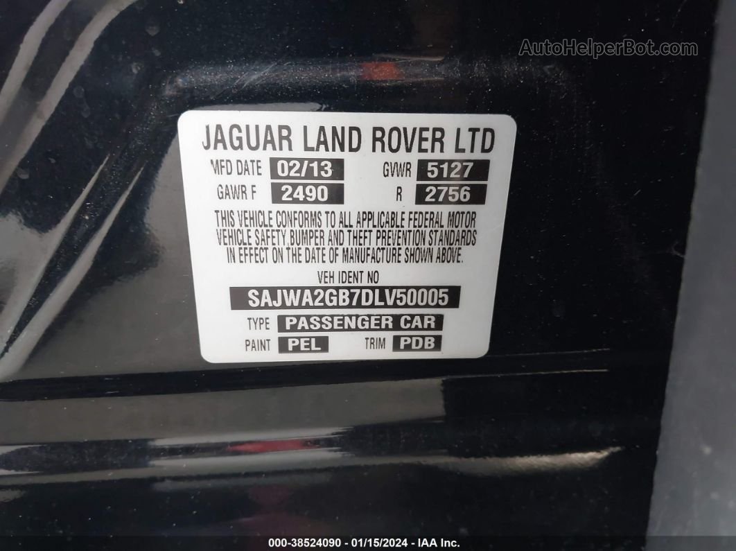 2013 Jaguar Xj Xjl Portfolio Black vin: SAJWA2GB7DLV50005