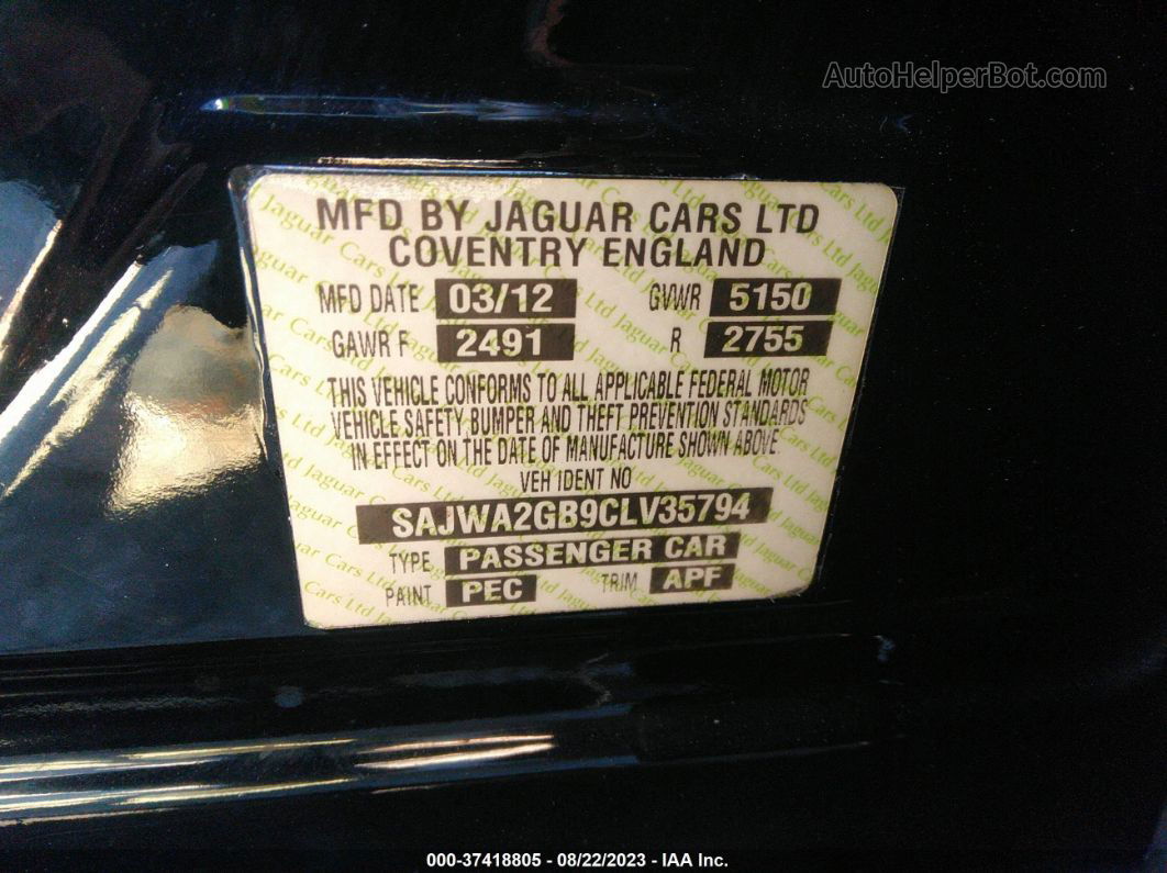 2012 Jaguar Xj Xjl Black vin: SAJWA2GB9CLV35794