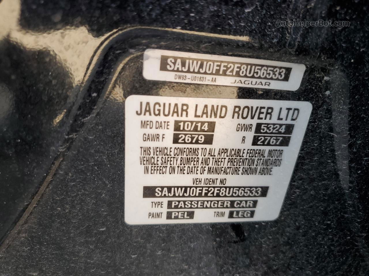 2015 Jaguar Xf 3.0 Sport Awd Черный vin: SAJWJ0FF2F8U56533