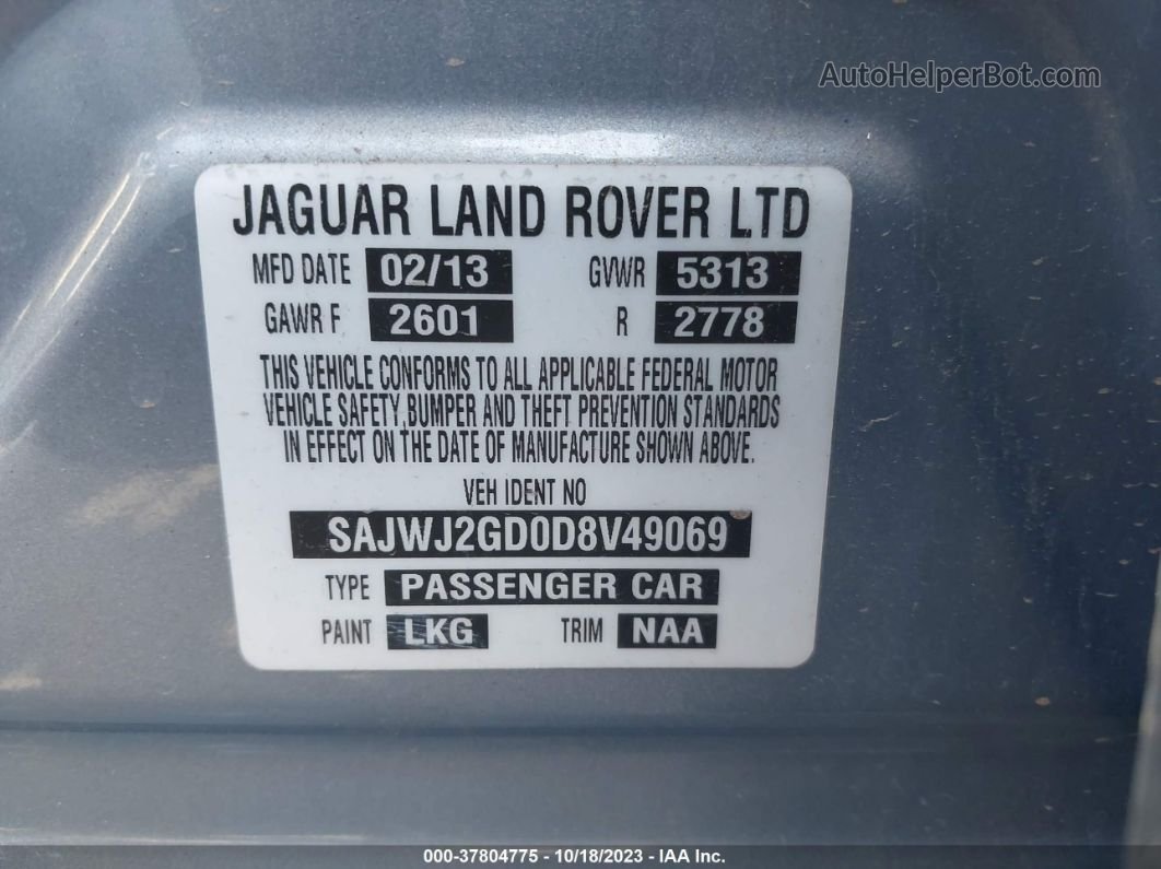 2013 Jaguar Xj Xjl Portfolio Light Blue vin: SAJWJ2GD0D8V49069