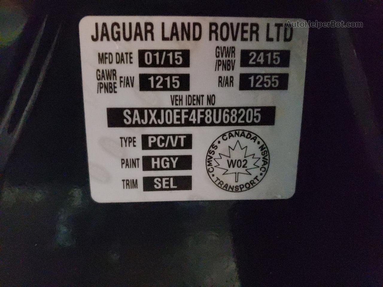 2015 Jaguar Xf  Green vin: SAJXJ0EF4F8U68205