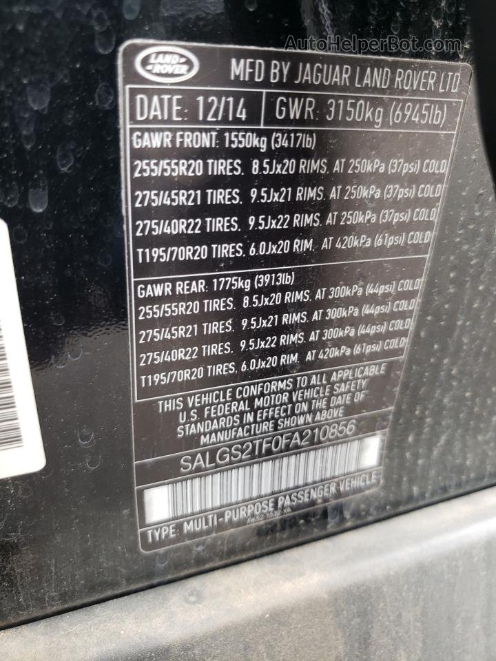 2015 Land Rover Range Rover Supercharged Черный vin: SALGS2TF0FA210856