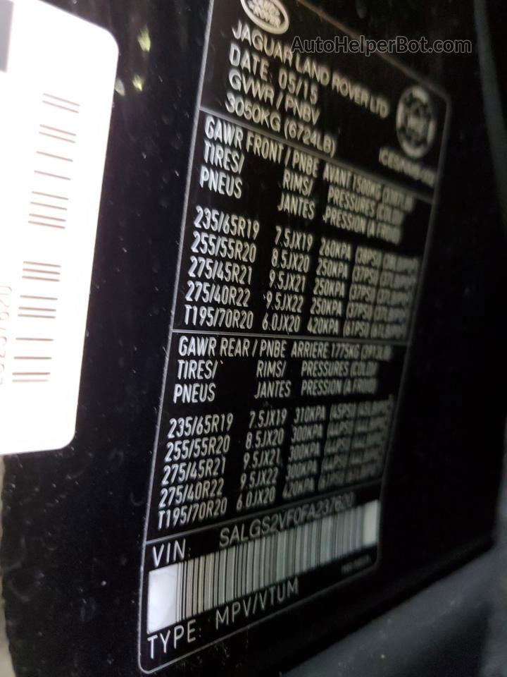 2015 Land Rover Range Rover Hse Black vin: SALGS2VF0FA237620